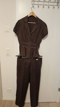 Manifique Ensemble Top avec pantalon en 100% Linen