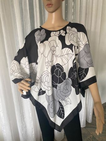 edler/stylischer Blusen-Poncho,Silk-Feeling,1 Size