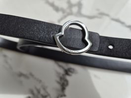 Moncler Belt Black Genuine Leather Size 38 Made in Italy