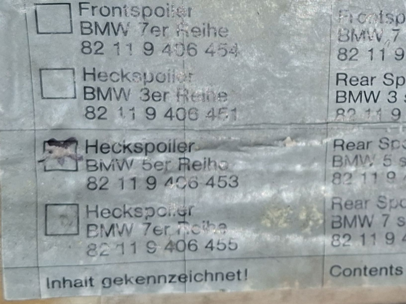 BMW Sonstiges Fahrzeugzubehör: BMW E12  Heckspoiler org.BMW neu  – Neu und originalverpackt aus Aadorf von classicpower02 2