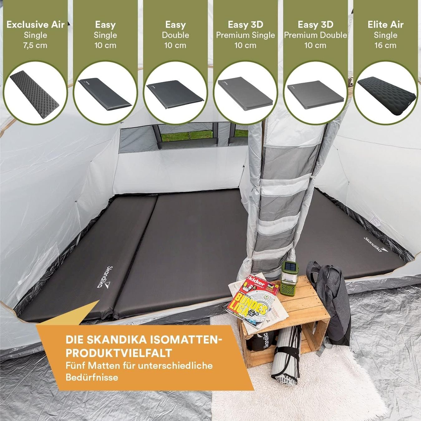 Tappetini fitness: Skandika Isomatte Easy 3D Premium Single – Nuovo e nell'imballaggio originale da Bottighofen venduto da zaap 5