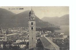 Lugano Ticino, 1910, un saluto da Lugano, Kirchturm, chiesa