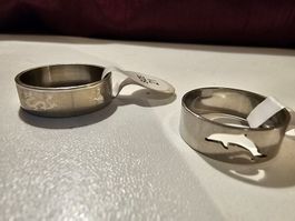 2 Stk. Ringe aus Edelstahl, Freundschaftsringe Gr. 21/18