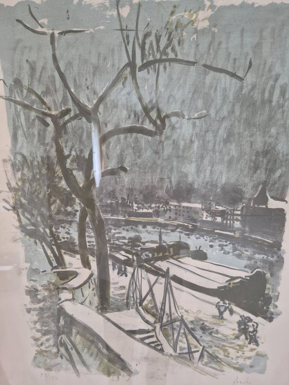 Grafica & Litografie: Bild Winterstimmung am Fluss – Usato da Winterthur venduto da Sarafina66