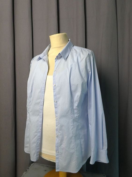 C&A Blusen: Gr. 48 Bluse weiss hellblau gestreift Yessica – Gebraucht aus Sutz von Dalilea
