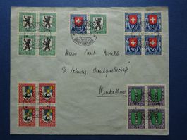1925 Pro Juventute 4er Block Satzbrief
