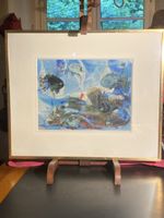 Huile sur papier de Jeanne-Marie Véron années 1960 32x25cm.