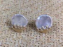 Ohrclips, Keshi-Perle und 18K Gold