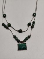 Handgefertigtes Solid Silber Collier grünen Edelsteinen #A8