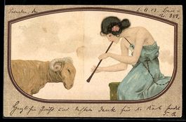 Raphael Kirchner: Frau spielt Flöte vor