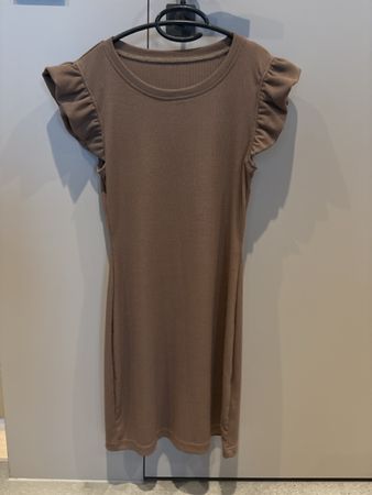 Sommerkleid Braunes Rippstrickkleid Grösse