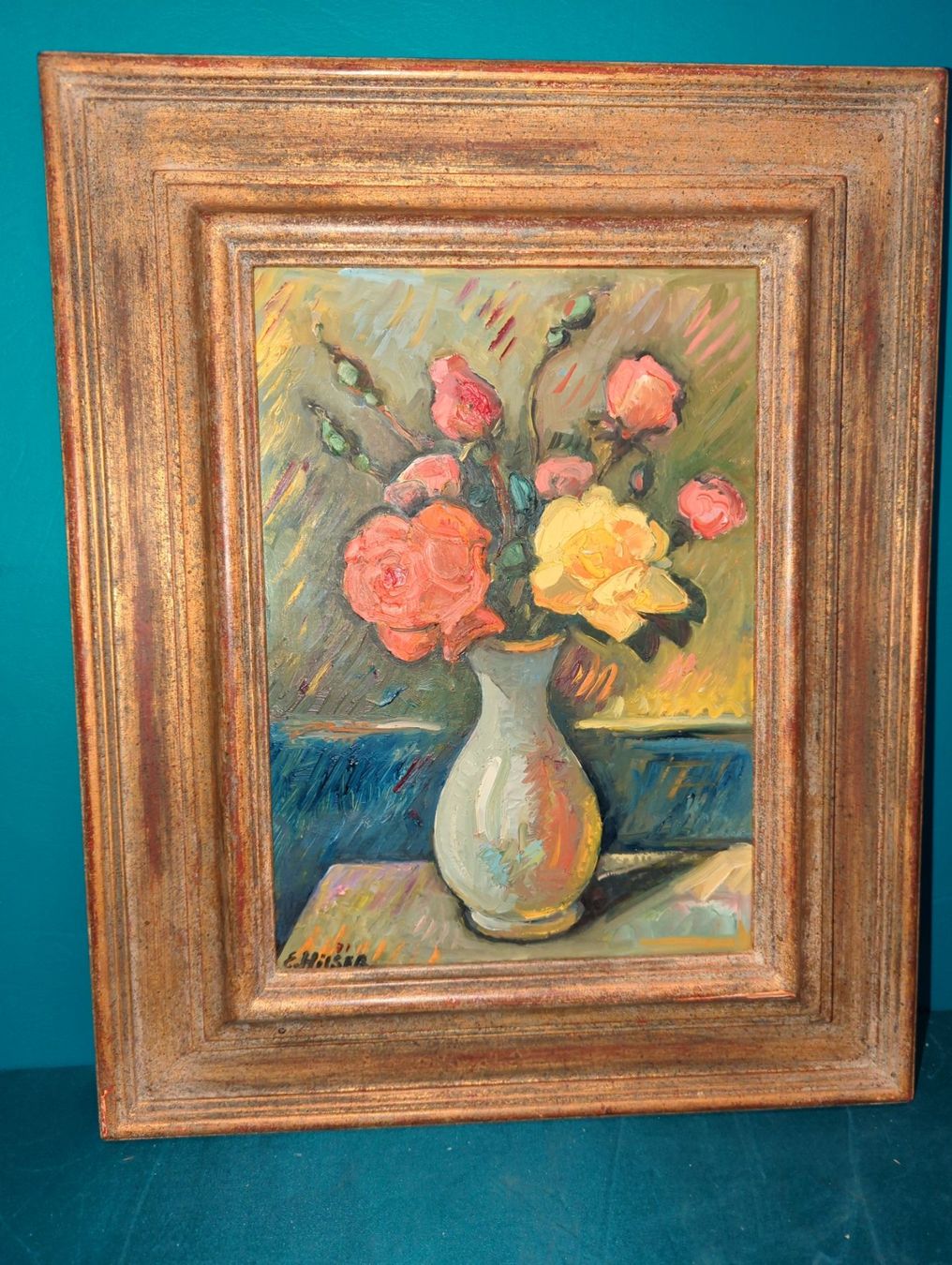 Dipinti: Stilleben Rosen in Vase – Usato da Münchenstein venduto da Polsteratelier.Nobs