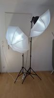 2er Set Studioleuchte Reflektor und Schirm und Stativ