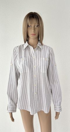 Lauren Jeans Co. Cotton Shirt - White/Gray - Size M