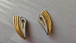 Ohrclips Modeschmuck Bicolor-Design im 80er-Jahre-Stil