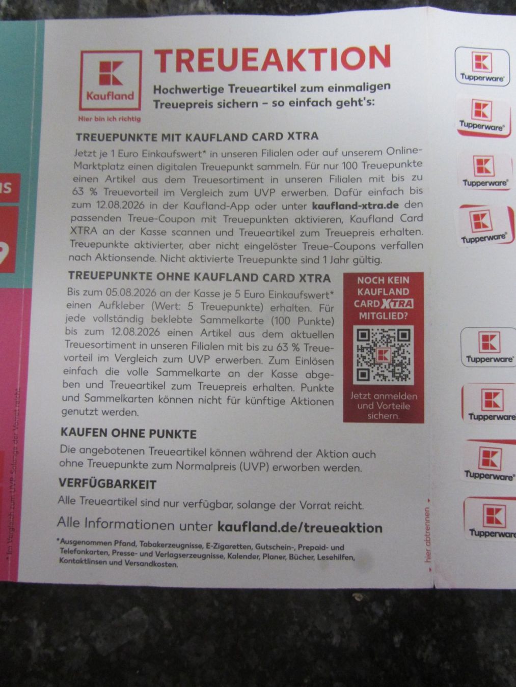 Raccolte di bollini & punti: Treuepunkte Tupperware, Kaufland – Nuovo (secondo la descrizione) da Egliswil venduto da chroetli22 2