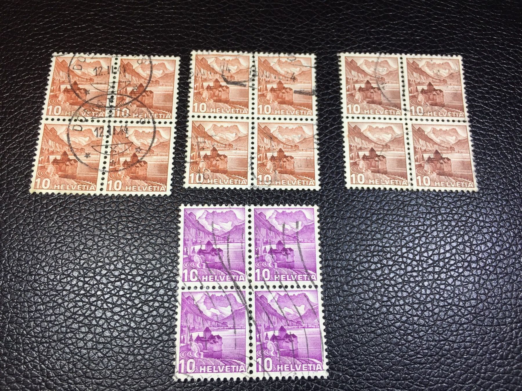 Alle Briefmarken: 4 Stk Marken 4-er Blöcke Schloss Chillon – Gebraucht aus Rebstein von Soapyy13