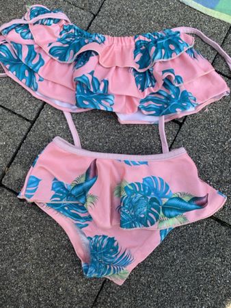 Süsser Mädchen Bikini Palmenmuster Gr. 90