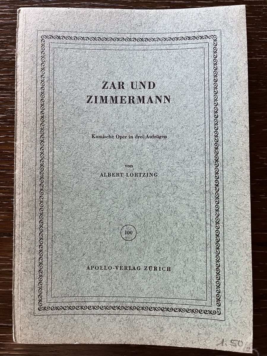 Libri: Zar und Zimmermann Oper Libretto von Lortzing – Usato da Winterthur venduto da Mmagu
