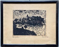 🌟 HOLZSCHNITT EXPRESSIONISMUS RHEINFELDEN 1934 SIGNIERT🌟