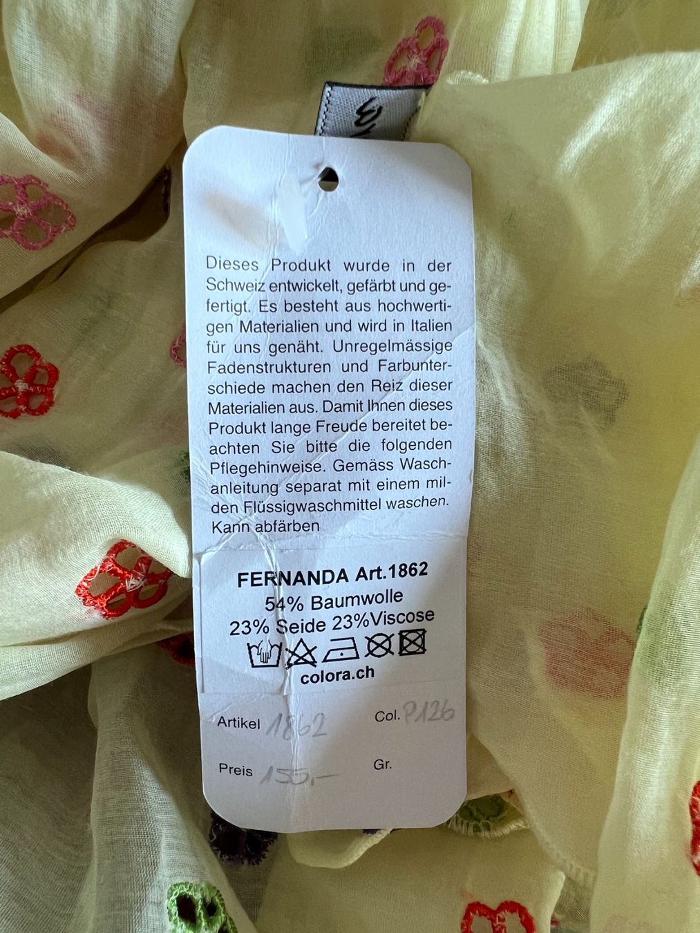 Colora Foulard & Sciarpe: Colora Schal, Hellgelb mit Blümchen, 23 % Seide, NEU – Nuovo e nell'imballaggio originale da Worb venduto da farben20zauber 2