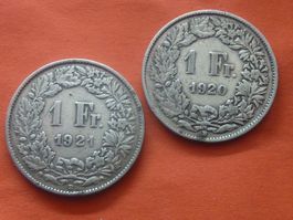 2 x 1 Fr. 1920 - 1921  -  Ungereinigt  -