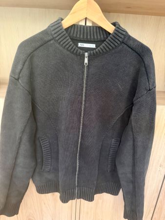 Zara Strick Jacke schwarz grau Grösse L