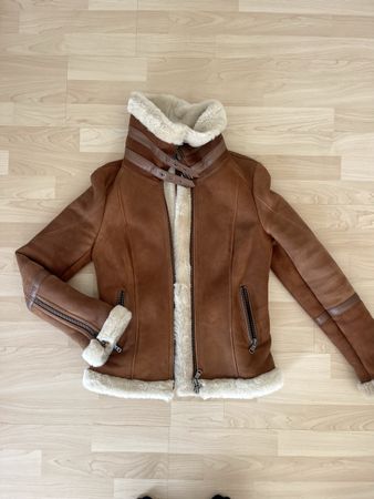 Lammfell Jacke aus Lammleder Gr. 36 braun/camel/beige