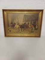 Gemälde „Pferde vor dem Gasthaus“, Otto Bache