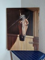 Ölgemälde Pferdekopf im Stall von Gabri