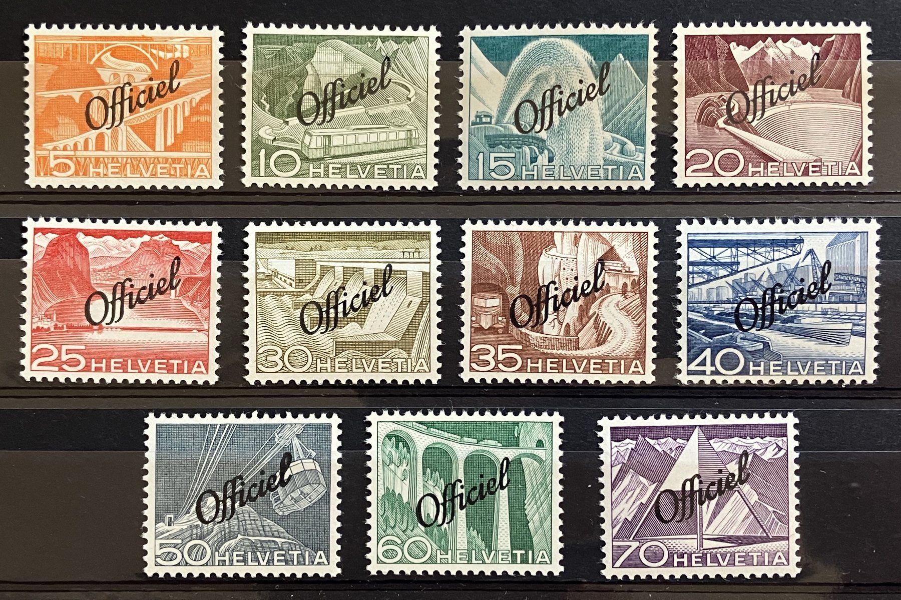 Tutti i francobolli: SATZ TECHNIK + LANDSCHAFT 'OFFICIEL' 1950** – Nuovo (secondo la descrizione) da Oberwil BL venduto da SALOB