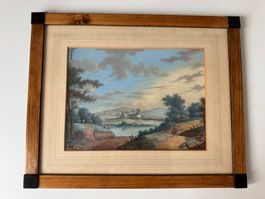 Idyllische englische Landschaft des 19. Jh – Gouache