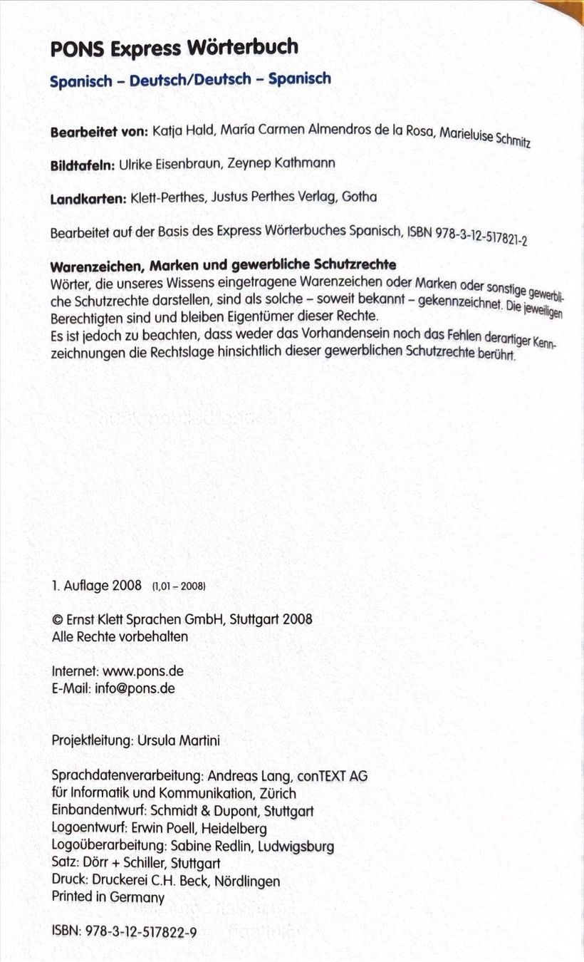 Libri: PONS Express Wörterbuch Spanisch -Sp-Dt / Dt-Sp – Nuovo (secondo la descrizione) da Sarnen venduto da Livres 2