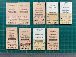 Fehraltorf, 9 entwertete Edmondsonsche Bahn Billette, 1983