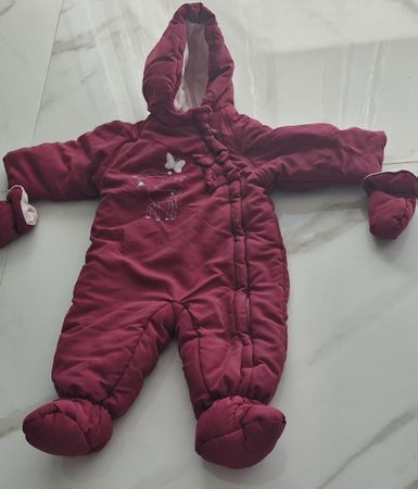 Baby Schneeanzug Pink Grösse 80 mit Fäustlingen
