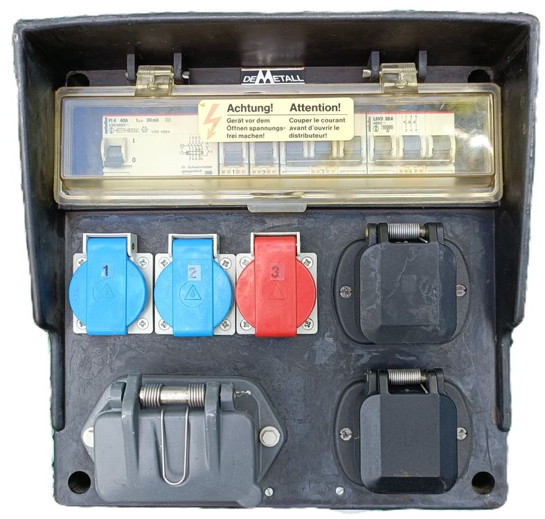 SROCHN Stromverteiler Baustromverteiler Mit FI + LS Strom Verteiler Wandverteiler Sicherheitsklappdeckeln