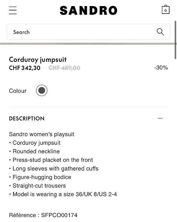 Sandro Tute: SANDRO Paris Corduroy Jumpsuit Overall, Gr. 38 – Nuovo (secondo la descrizione) da Zürich venduto da godan01 3
