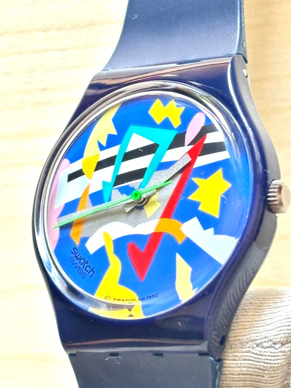 Swatch Orologi: Swatch Uhr Modell 1992 blau bunt – Usato da Grenchen venduto da chththl 3
