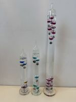 3 Galileo Thermometer Glas mit Kugeln 60, 50 und 33 cm
