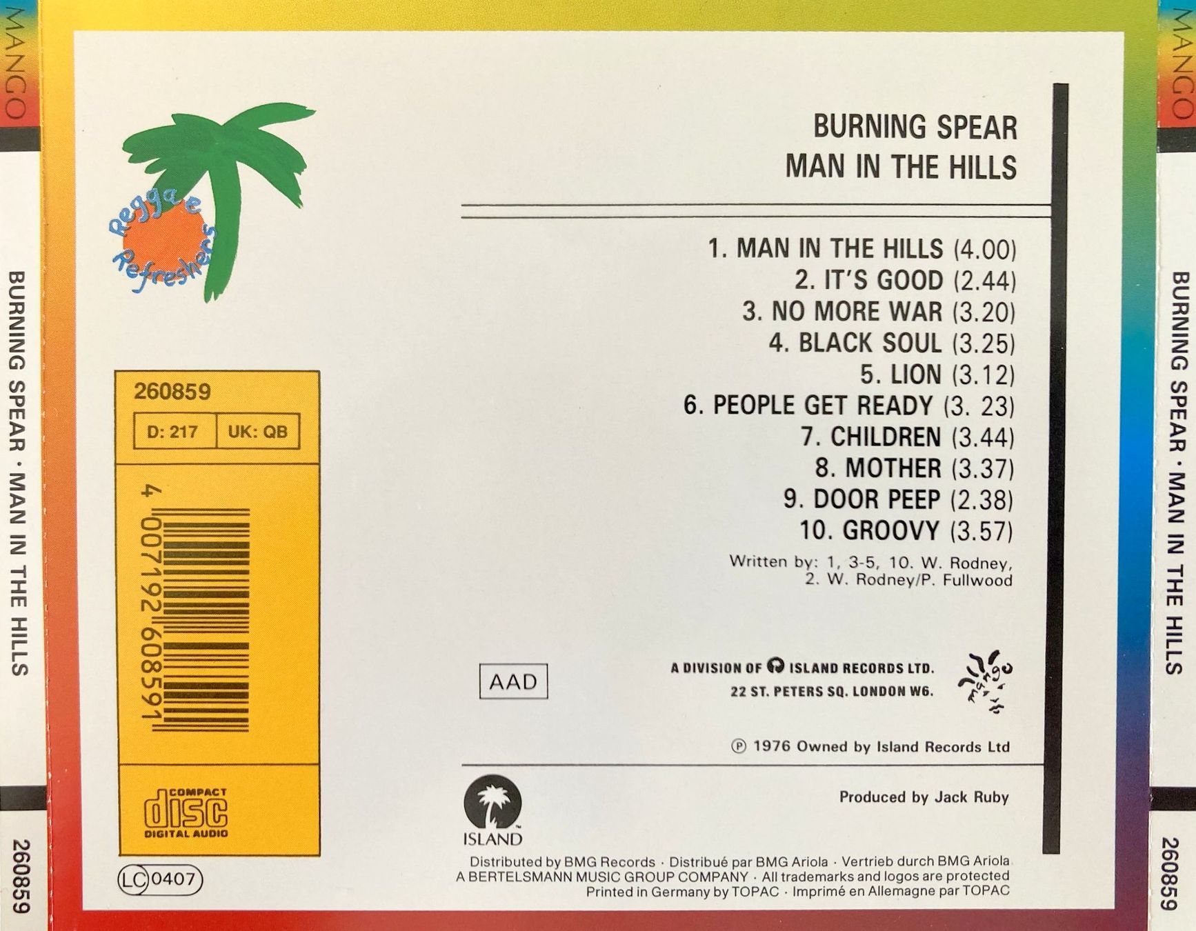 CD: BURNING SPEAR - MAN IN THE HILLS – Usato da Bottens venduto da hotter-than-hell 1