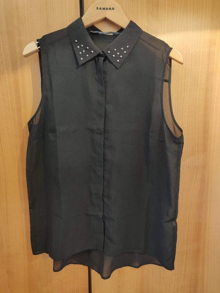 Zara Camicette: Chemisier noir semi-transparent Zara – Usato da Colombier VD venduto da jaredein