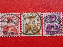 1909: Nr.120-122 (HELVETIA BRUSTBILD II) ideale Vollstempel!