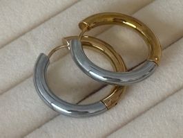 Luxus Elegante Creolen Edelstahl Ohrstecker Farbe Gold