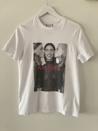 T-Shirt Elitè weiss mit Motivdruck Grösse S