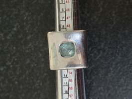 Ring 925 Silber mit hellblauem/aquafarbenem Edelstein Gr.54
