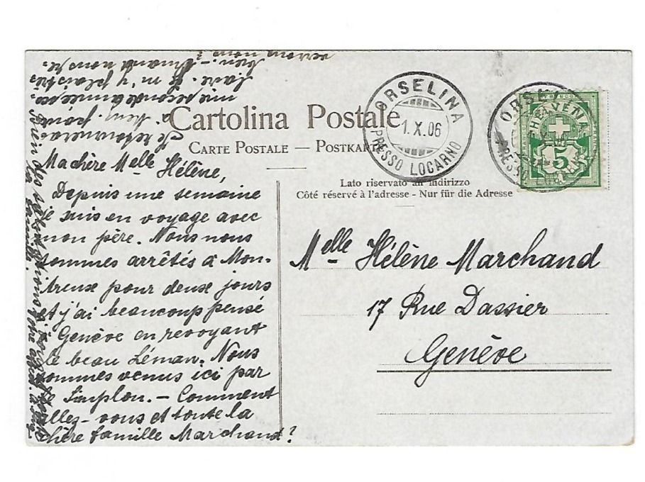 Cartoline postali: CH, AK Locarno, 1.10.1906 – Usato da Hinteregg venduto da McCharly01 1