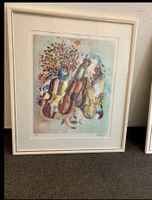 Alban Welti Lithographie  Pfau und Geigen 41/100