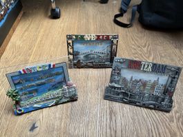3er Set Souvenir Bilderrahmen: Amsterdam, Nizza, Venedig