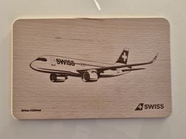 SWISS Business Holzbrett Apéro Airbus A320neo Flugzeug