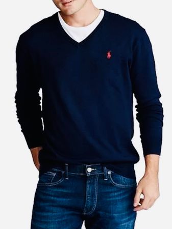RALPH LAUREN Man Cotton V-Neck Sweater M (wie neu)